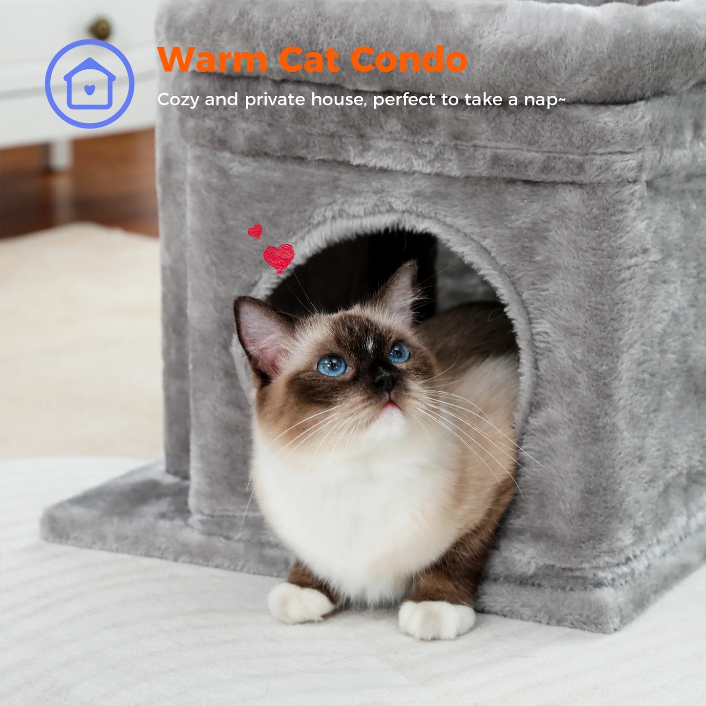 Cat Tree Condo 27" Cat Tower with Large Top Perch and Scratching Posts for Kittens and Medium Cats, Black